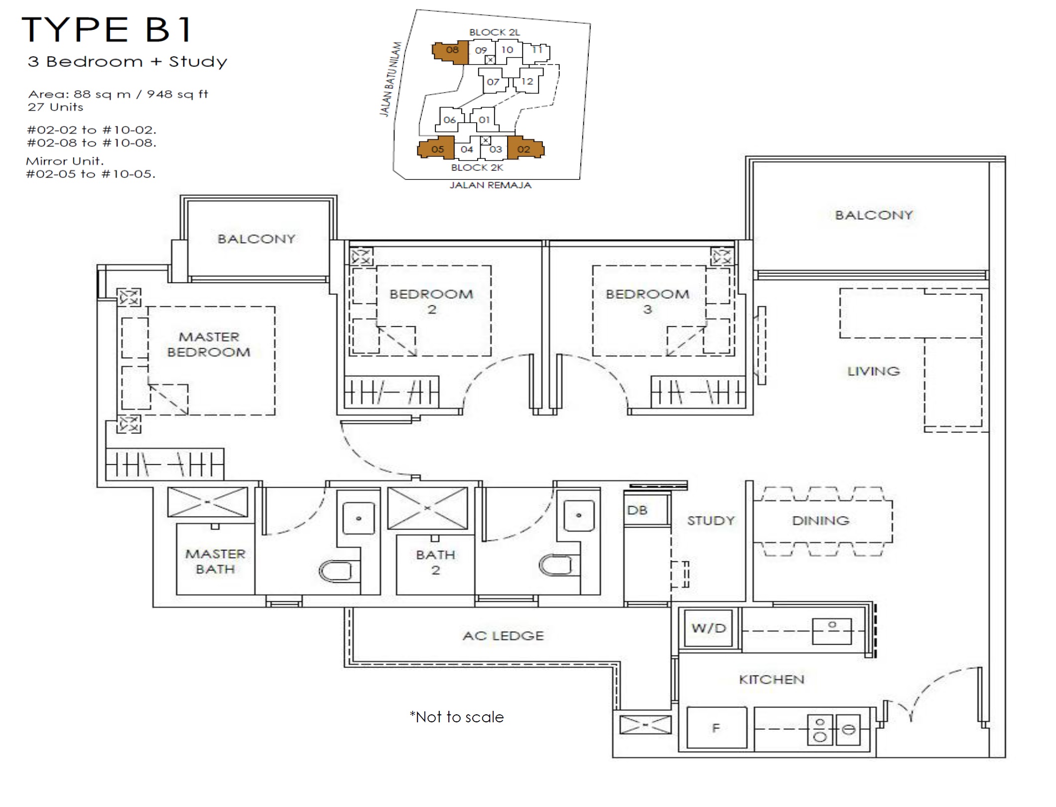 Mont Botanik Residence 1 Bedroom Floor Plan 2